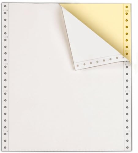 BIZTEK Continuous Carbonless Computer Paper 12 x 8 1/2, Blank Left and Right Perforated, 15 lb, 2-Part White/Canary - 1,600 sets