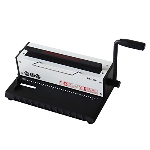 INTSUPERMAI Wire Coil 34 Holes Punching Binding Machine Binder Puncher with All Steel Structure 120 Pages / 20Lb(80g) Paper Binding Capacity 3:1 Punching Binding Machine