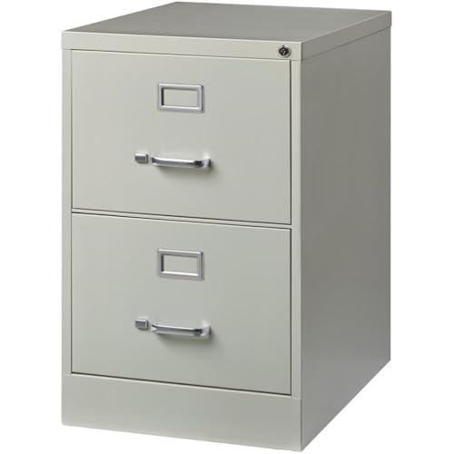 Pemberly Row 2 Drawers 28.38" Vertical Gray Metal Filing Cabinet Lockable Pre-Assembled Stationary Legal Size for Home, Office