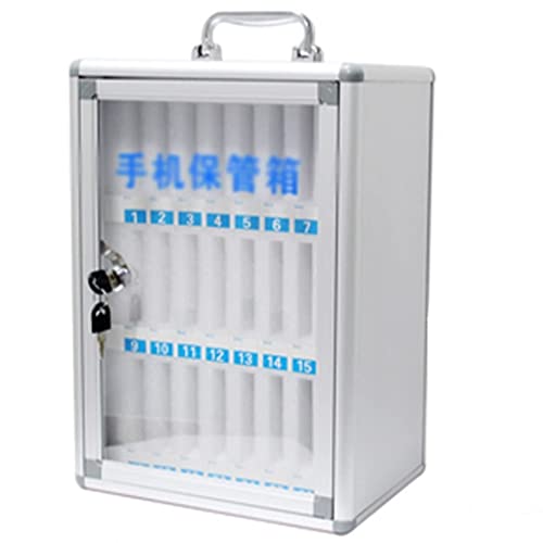 Aluminum Alloy Pocket Chart Cell Phones Storage Cabinet for Cell Phones,Wall-Mounted with A Locked,Can Be Carried by Hand for Office Classroom Factory (Color : Silver, Size : 24)