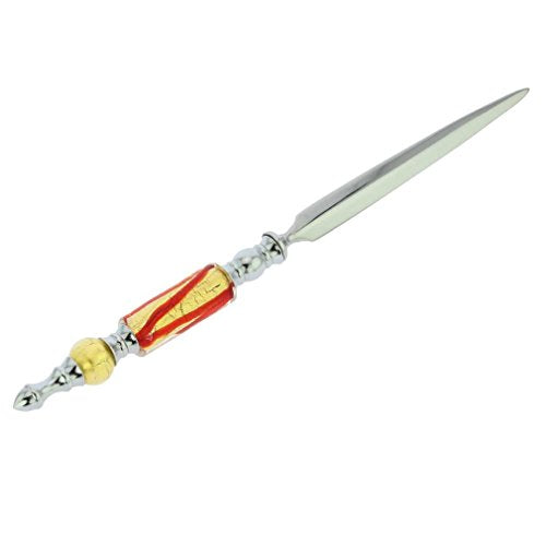 GlassOfVenice Murano Glass Letter Opener - Red Gold Waves