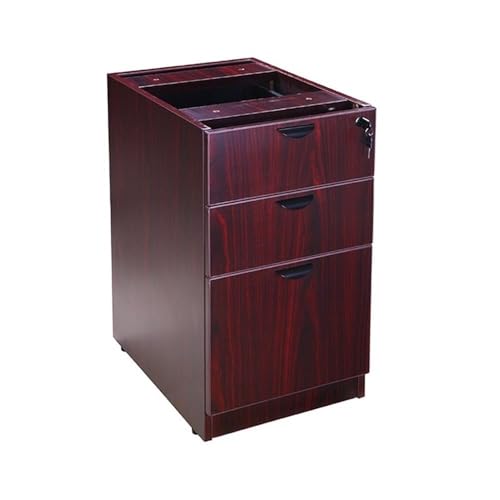 Boss Office Products Holland 71" Executive Desk and Credenza with Dual File Storage Pedestal and Hutch, Mahogany