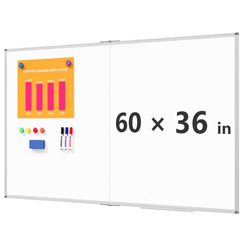 Magnetic White Board Dry Erase Board for Wall, 60" x 36" (5' X 3') Wall-Mounted Large Giant Whiteboard for School, Classroom, Office & Home