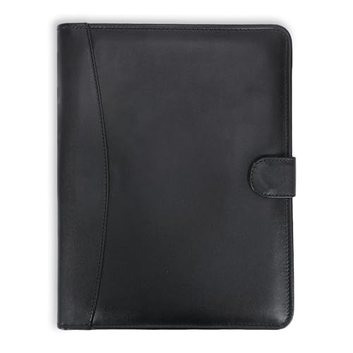 CestAntiQ Full Grain Leather Legal Pad Portfolio Organizer for Work, Black