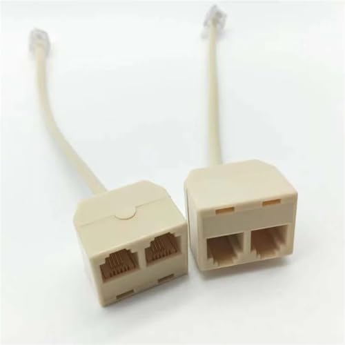 QEJWWGFI RJ11 to 6P4C Cable Converter 1 in 2 Out Wire Splitter Telephone Ethernet Cord Adapter