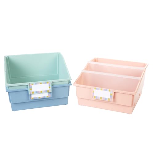Really Good Stuff Picture Book Classroom Library Bins with Dividers, 6-Pack