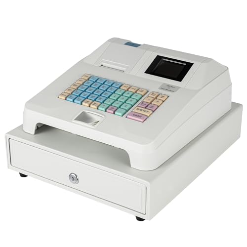 Cash Register for Small Businesses,Electronic Commercial Caja Registradora para Negocio with Lock Cash Drawer Box,8 Digital Display,Pos Retail System,48 Keys, for Restaurant Supermarket