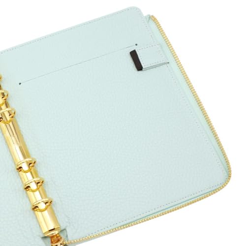 QUOVADIS Timer17 qv936lzdppbl Genuine Leather Personal Organizer Cover, Bible Size L Zip Cover, Timer 17 Dusty Pastel, Italian Leather, Pale Blue