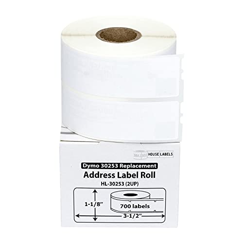 HouseLabels Compatible with Dymo 30253 Labels, 1-1/8" x 3-1/2"