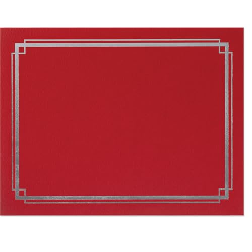 PaperDirect Red Elegance Certificate Jackets, 9.5 x 12, Silver Double Foil Border, Diplomas, Employee Recognition, Volunteer Appreciation, Award Ceremonies, Birthdays, Graduation, Pack of 50