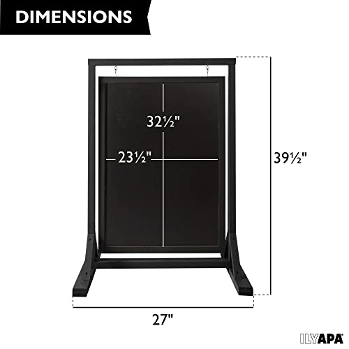 Ilyapa Black Double Sided Swinging Chalkboard Sidewalk Sign, 30 x 40 Inch