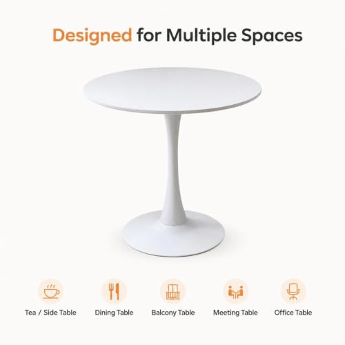 RIXNOMA Round Conference Table with Wood Base, Thick Tabletop and Sturdy Design for Office Conference Rooms, Small Meeting Rooms and Business Meetings