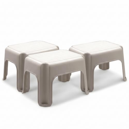 Rubbermaid Roughneck Plastic Step Stool, 300 lb Capacity, Bisque, 3-Pack