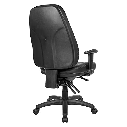 Office Star EC Series Professional Executive Ergonomic High Back Office Chair with Multi Function Control, Padded Contour Seat and Adjustable Padded Arms, Dillon Black