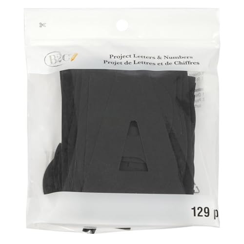 B2C 4" Black Project Letters, Numbers & Characters - Paper Cutouts with Adhesive Backing for Bulletin Boards, Posters, and Classroom Projects, 12 Pack