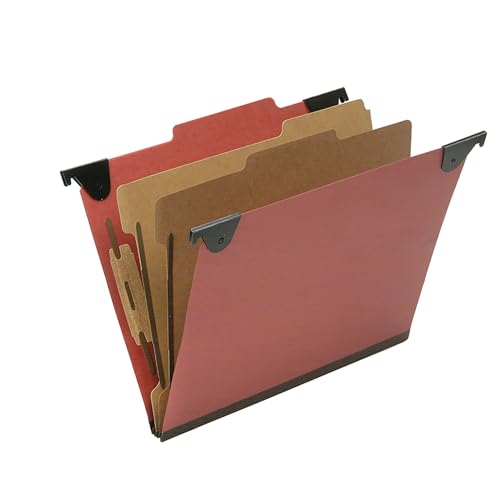 AbilityOne® - NSN6816534 - Hanging Classification File Folders - 2 Dividers - 6 Sections - Letter - Red