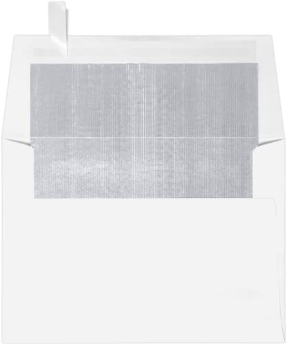 LUXPaper A6 Foil Lined Invitation Envelopes | Peel & Press | 4 3/4" x 6 1/2" | White w/Silver LUX Lining | 60lb. Text | 1,000 Qty