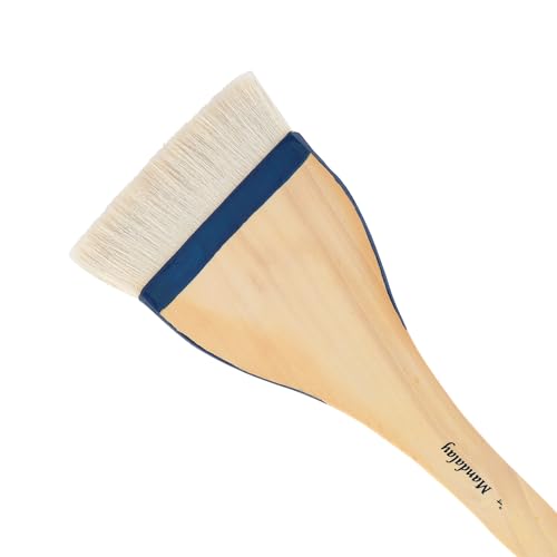 Creative Mark Mandalay Professional Goat Hair Hake Brush 12 Pack - 4" Wide Paint Brushes with Paddle Handle for Professional Artists - Soft Natural Bristles Ideal for Sumi-e and Color Washes