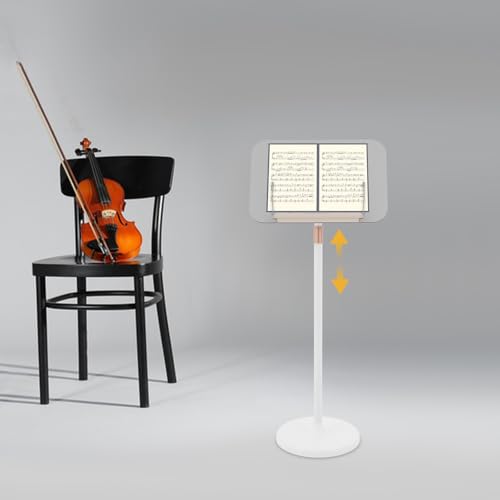 Portable Floor Lectern Podium Stand for Speech, Presentation, Adjustable Height for Laptop, Book or Sheet Music (White)