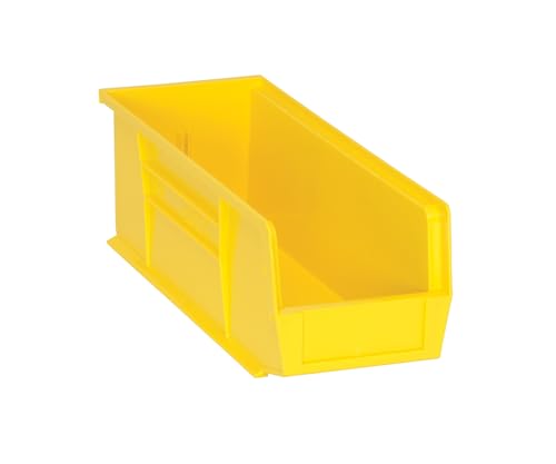 Aviditi BINP1555YAVI Plastic Stack/Hang Storage Bin Containers, 14-3/4" x 5-1/2" x 5", Yellow, Pack of 12, For Organizing Homes, Offices, Garages and Classrooms