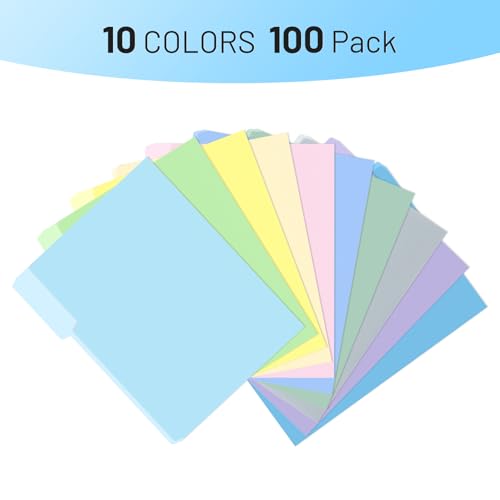 Comix Colored File Folders,100 Pack Manila Folders, Letter Size 8.5" x 11", 1/3-Cut Tabs, Morandi 10 Colors, for Office, School & Business Organization