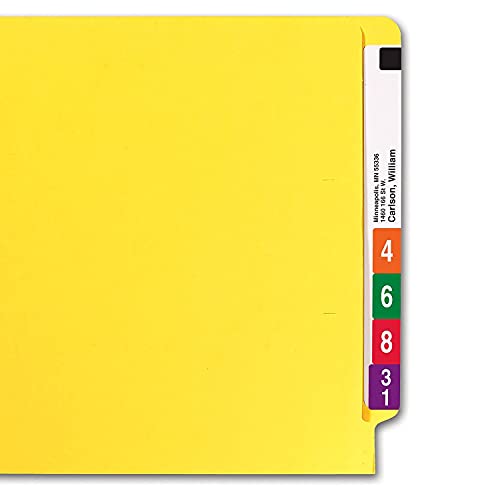 Smead End Tab File Folder, Shelf-Master Reinforced Straight-Cut Tab, Letter Size, Yellow, 100 per Box (25910)