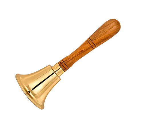 Hand Bell Extra Loud Solid Brass Call Bell， Christmas Santa Claus Costume Accessory Jingle Call Hand Bell Loud Call Bell for Wedding Decoration Bar School Church(3 inches(7.5 * 20.5cm))