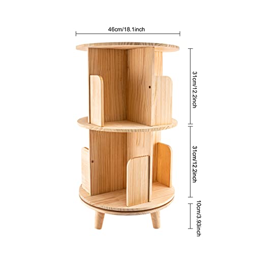YIYIBYUS 2 Layers 360 Rotating Bookshelf Display Bookcase Floor-Standing Storage Rack,Rotating Bookshelf 360 Display Stackable File Tray Office Desktop File Organizer