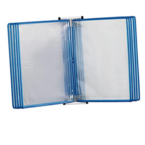 Wall Mount Reference Organizer - Catalog Display Rack, 10 Double-Sided Pockets Wall Mount Reference System, A4 Letter-Size, 20 Sheet Capacity Universal Pockets, Pvc And Metal Binder Organizer,Blue
