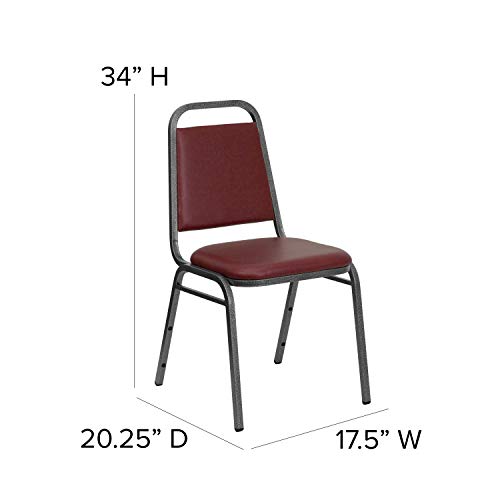 EMMA + OLIVER Burgundy Vinyl Trapezoidal Back Stacking Banquet Chair