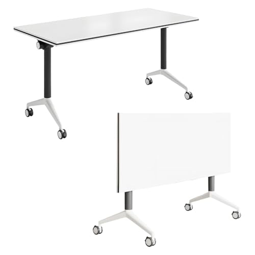 Ovlirpl Conference Room Table, Folding Conference Room Tables, Flip Top Mobile Training Table with Silent Wheels, Modular Foldable Conference Tables for Home Office Class,120cm/47.2in,1pack