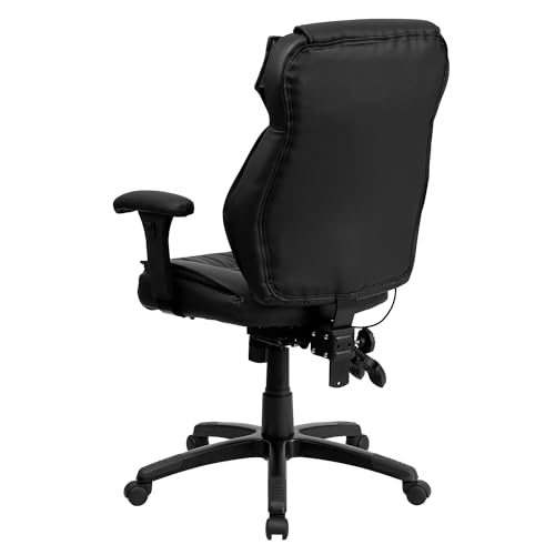 Flash Furniture LeatherSoft Swivel Ergonomic Office Chair with Arms, Black