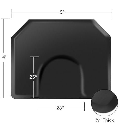 Saloniture 5 ft. x 4 ft. Salon & Barber Shop Chair Anti-Fatigue Mat - Black Hexagon - 1 in. Thick