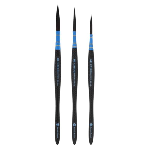 Borciani e Bonazzi Infinito Synthetic Quill Liner Watercolor Brush Series 855 Set of 3 - Patented Hidro Hair - Watercolor Artist Brushes - Non-Slip, Anti-Roll Handle - Handcrafted in Italy