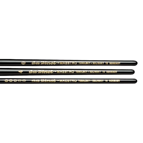 da Vinci Watercolor Maestro Kolinsky Red Sable Brush Set 5500-3 Brush Set - Series 10 Sharp Round in Sizes 5/0, 0 & 4 in an Elegant Black Gift Box.
