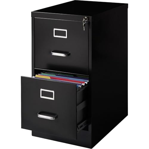 Staples 2-Drawer Vertical File Cabinet, Letter Size, Lockable, Black