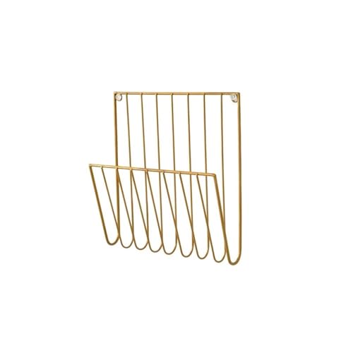 File Rack Magazine Rack Wall Mounted File Holder Iron Mail Organizer Newspaper for Letters Folders Letter Trays(Gold)