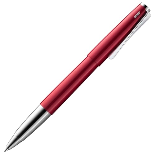 Lamy studio pianored - rollerball pen in elegant metal barrel - with propeller-shaped clip & in line width M M 63 rollerball refill in black