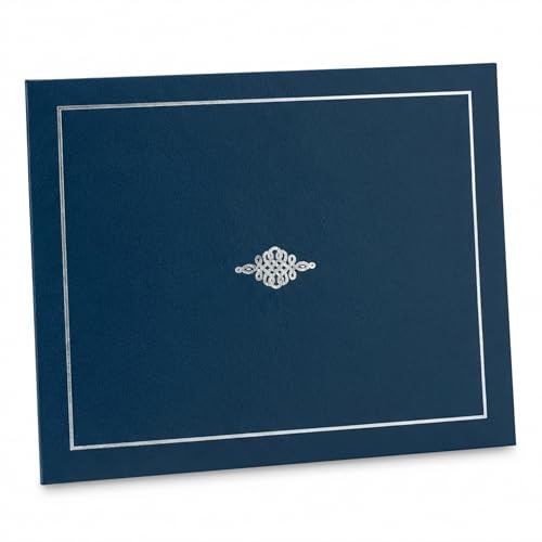 PaperDirect Foil-Stamped Blue Certificate Jacket, Heavy Cover Stock, 9.5"x12", Elegant Silver Foil Crest and Border, Graduation Diplomas, Employee Recognition, Student Awards, Pack of 50