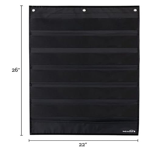 Really Good Stuff Medium Rectangle Pocket Chart Black - 1 Pocket Chart
