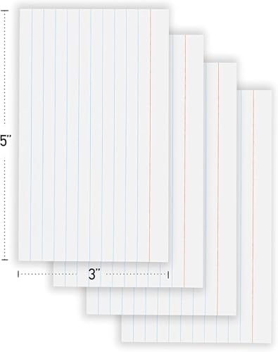 Index Cards 3x5 Bulk, (4800 Cards), Notecards, Flashcards, Notecards 3x5 lined, Blank on Back, Flashcards for School Home and Office, Ruled Index Card, 100 Per Pack, (48 Pack)