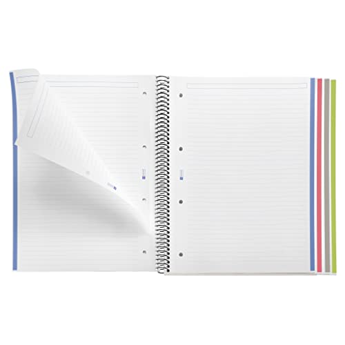 Miquelrius - A4 Notebook 4 Colour Strips 140 Sheets Horizontal Lines 7mm 4 Holes Micro Perforated Hard Cover My Space