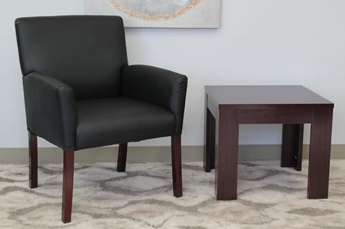 Boss Office Products Box Arm Guest Chair with Mahogany Finish in Black, 250 (B619)