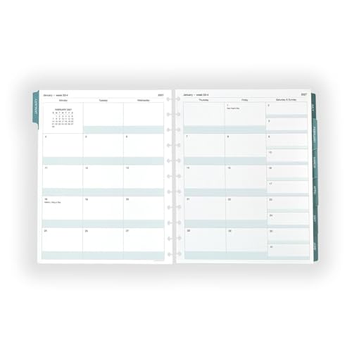 Levenger Circa SmartPlanner Weekly Agenda Refill Letter Size, Discbound Planner Refill Pages with Customizable Layout, Premium Paper, Full-Size Weekly Organizer Inserts for Work, Study, and Productivity