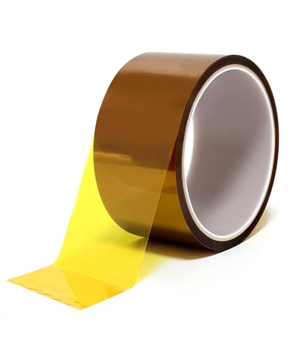 5Rolls High Temperature Polyimide Tape 2 Inch Wide x 33M (108FT) Heat Resistant Sublimation Tape, Transfer Vinyl Thermal Press Masking Tape for Soldering Circuit Board, 3D Printing, Electronics