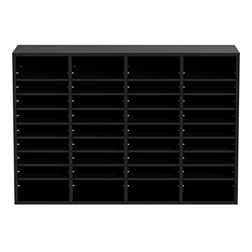 VEVOR Wood Literature Organizer, 36 Compartments, Mailboxes Slot with Removable Shelves, File Sorter for Office, Home, Classroom, or Mailrooms Organization, Black