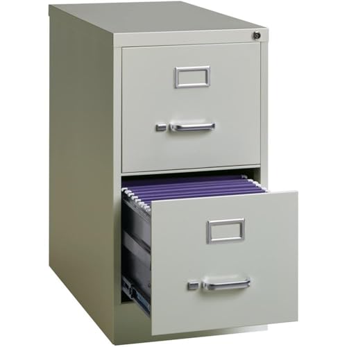 Hirsh 25-in Deep Metal 2 Drawer Letter Width Vertical File Cabinet Light Gray