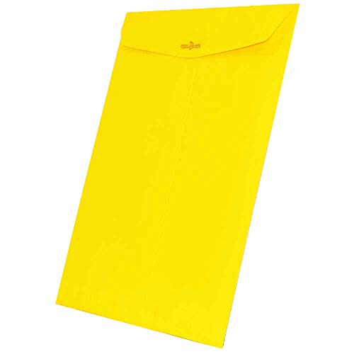 JAM PAPER 9 x 12 Colored Envelopes with Clasp Closure - Yellow Recycled - Bulk 250/Box