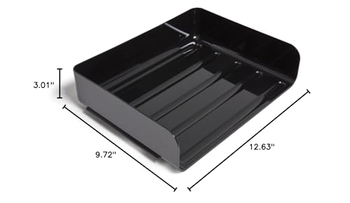 TRU RED Side-Load Stackable Plastic Letter Tray, Black, 6-Pack