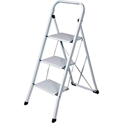 MERCATOOLS Household Stool 3 Steps, Metal, Black/White, 1
